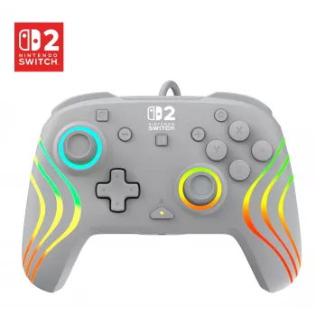 Laidinis RGB žaidimų valdiklis Turtle Beach Afterglow Wave pilkas — USB‑C, 3 m laidas, skirtas Nintendo Switch / Switch 2 / Switch OLED