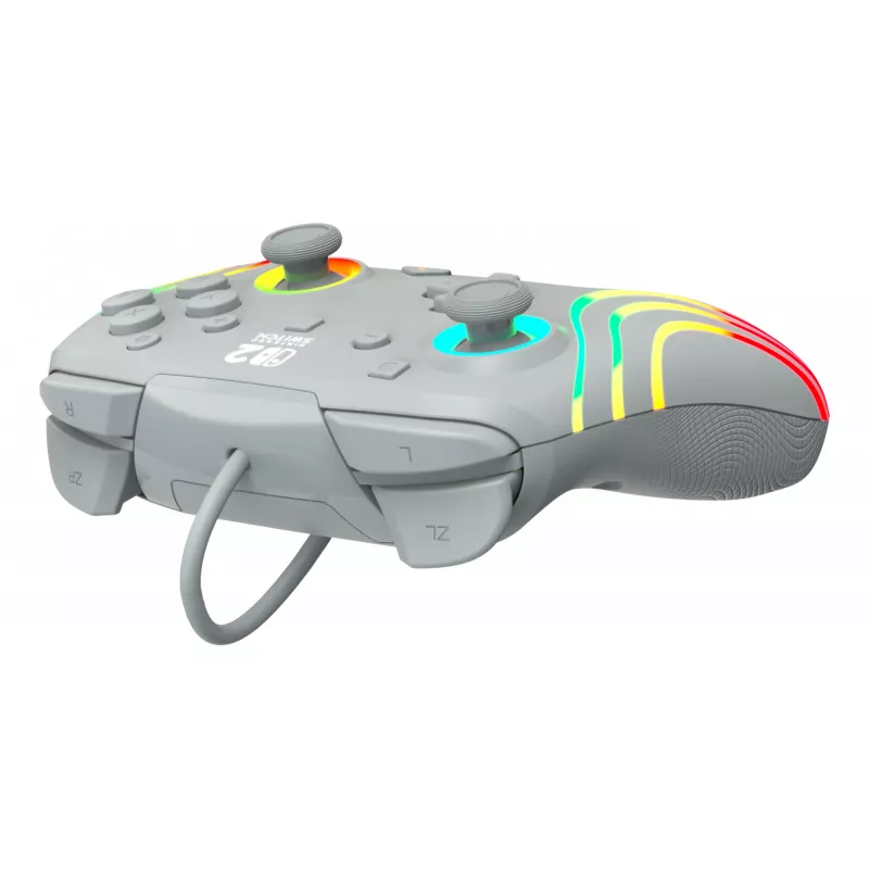 Laidinis RGB žaidimų valdiklis Turtle Beach Afterglow Wave pilkas — USB‑C, 3 m laidas, skirtas Nintendo Switch / Switch 2 / Switch OLED