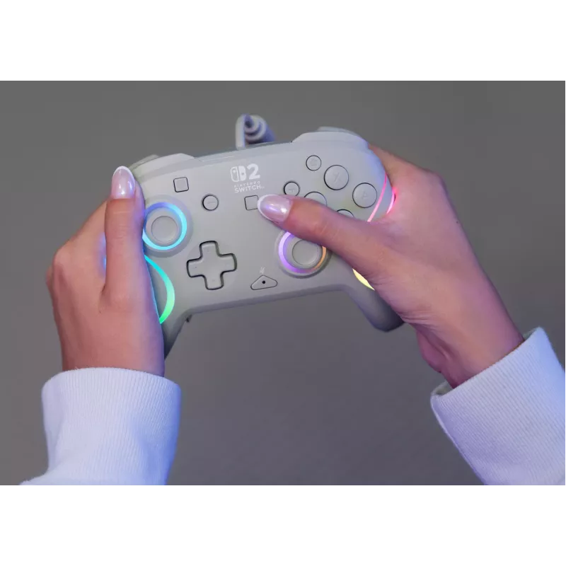 Laidinis RGB žaidimų valdiklis Turtle Beach Afterglow Wave pilkas — USB‑C, 3 m laidas, skirtas Nintendo Switch / Switch 2 / Switch OLED