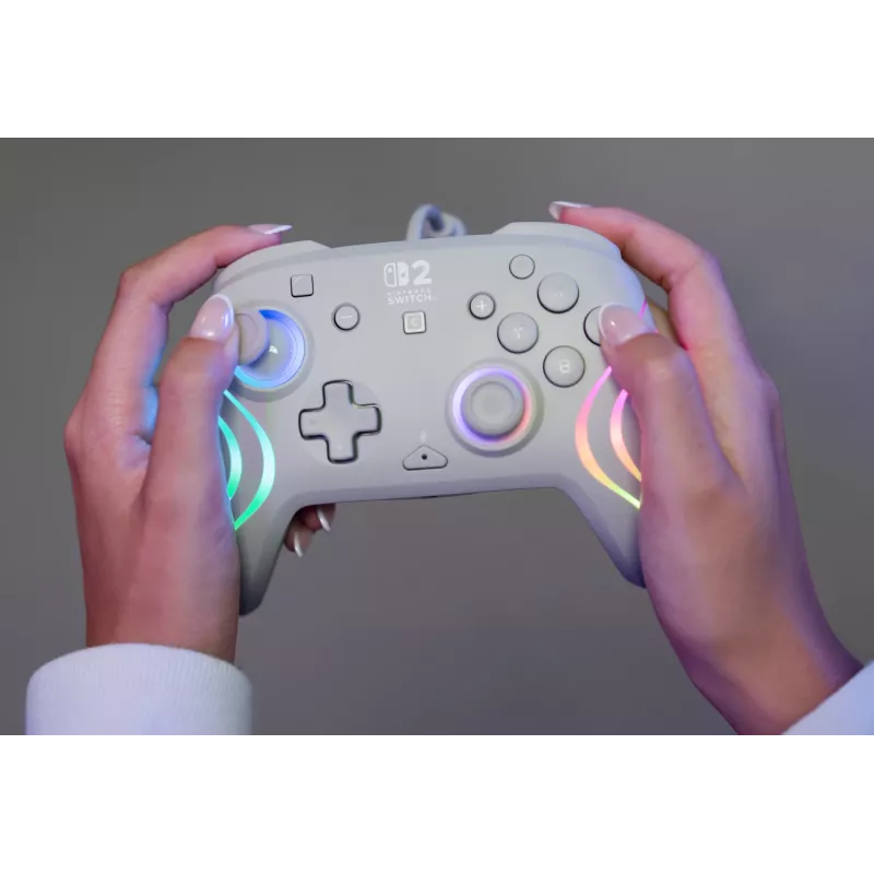 Laidinis RGB žaidimų valdiklis Turtle Beach Afterglow Wave pilkas — USB‑C, 3 m laidas, skirtas Nintendo Switch / Switch 2 / Switch OLED