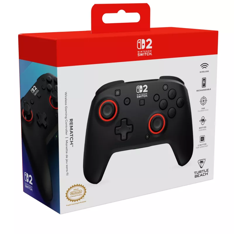 Turtle Beach Rematch Juoda belaidis žaidimų valdiklis. Oficialiai licencijuotas Nintendo Switch 2