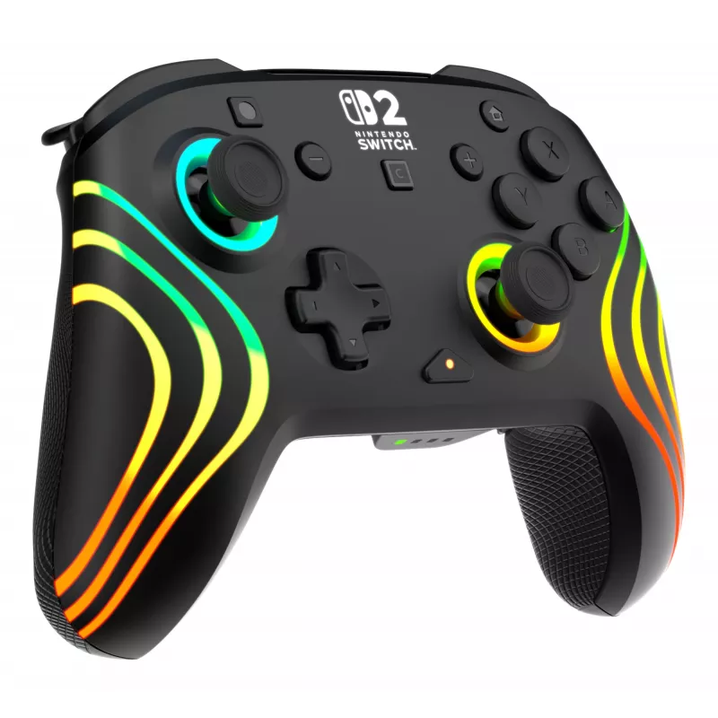 Belaidis RGB žaidimų valdiklis Turtle Beach Afterglow Wave Juoda, skirtas Nintendo Switch 2 – Bluetooth/USB-C, įmontuota baterija 20 val., 3 m laidas