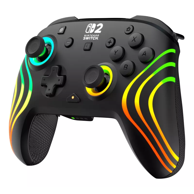 Belaidis RGB žaidimų valdiklis Turtle Beach Afterglow Wave Juoda, skirtas Nintendo Switch 2 – Bluetooth/USB-C, įmontuota baterija 20 val., 3 m laidas