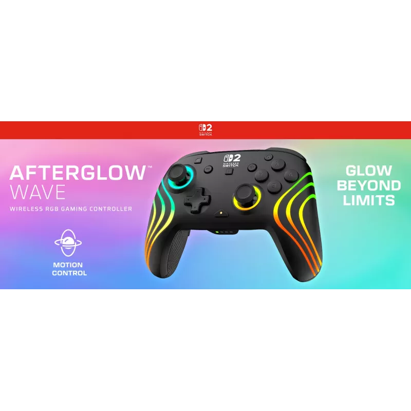 Belaidis RGB žaidimų valdiklis Turtle Beach Afterglow Wave Juoda, skirtas Nintendo Switch 2 – Bluetooth/USB-C, įmontuota baterija 20 val., 3 m laidas
