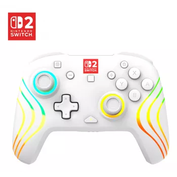 Belaidis RGB žaidimų valdiklis Turtle Beach Afterglow Wave baltas, skirtas Nintendo Switch 2, Bluetooth/USB-C, įmontuota baterija 20 val., 3 m laidas
