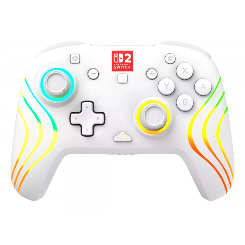 Belaidis RGB žaidimų valdiklis Turtle Beach Afterglow Wave baltas, skirtas Nintendo Switch 2, Bluetooth/USB-C, įmontuota baterija 20 val., 3 m laidas