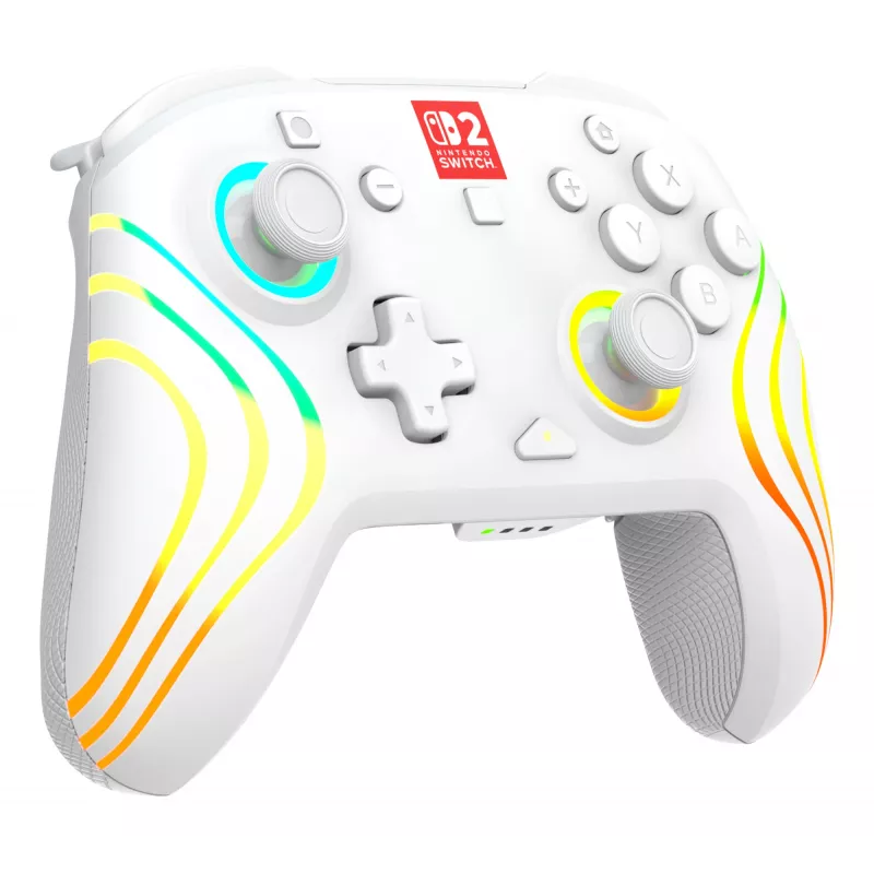 Belaidis RGB žaidimų valdiklis Turtle Beach Afterglow Wave baltas, skirtas Nintendo Switch 2, Bluetooth/USB-C, įmontuota baterija 20 val., 3 m laidas