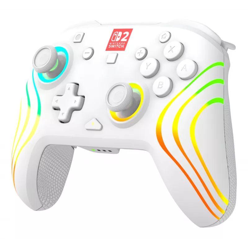 Belaidis RGB žaidimų valdiklis Turtle Beach Afterglow Wave baltas, skirtas Nintendo Switch 2, Bluetooth/USB-C, įmontuota baterija 20 val., 3 m laidas