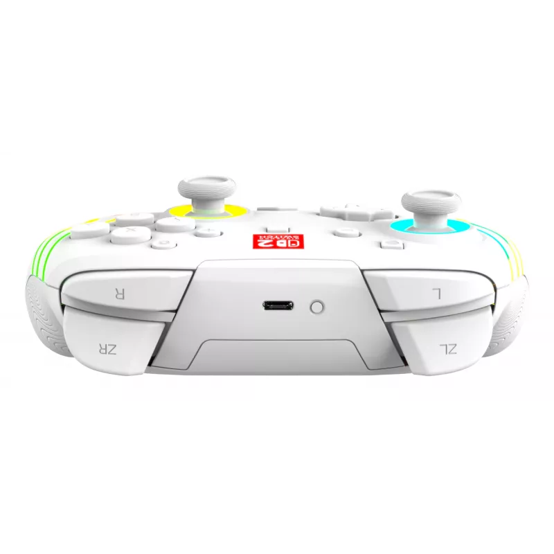 Belaidis RGB žaidimų valdiklis Turtle Beach Afterglow Wave baltas, skirtas Nintendo Switch 2, Bluetooth/USB-C, įmontuota baterija 20 val., 3 m laidas