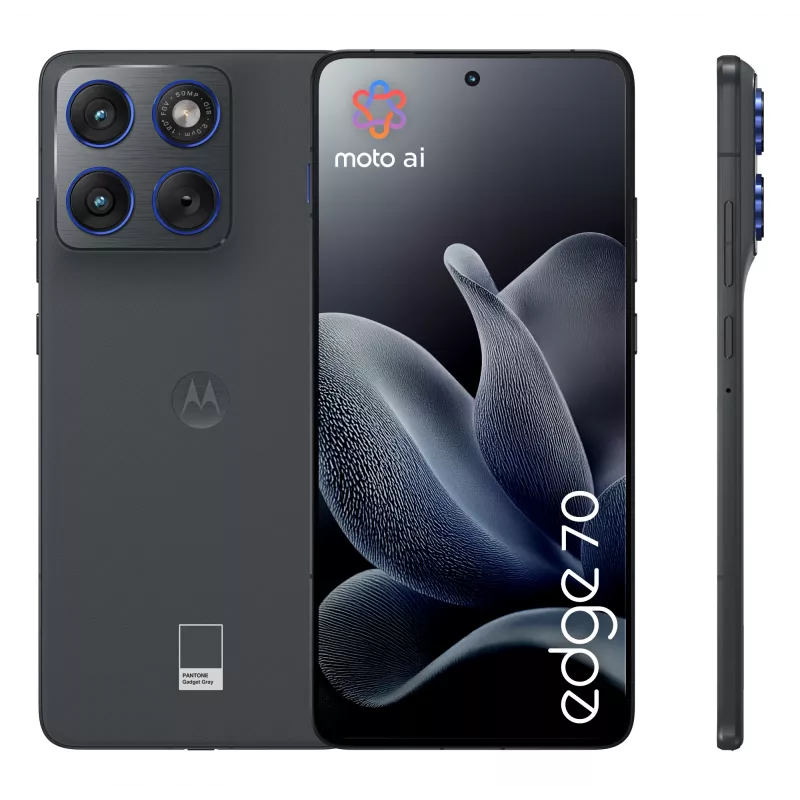 Išmanusis telefonas Motorola edge 70 — 6,7 colio (17 cm) OLED, Snapdragon 7 Gen 4, 8 GB RAM, 256 GB, Dual SIM, 5G, 4800 mAh, Pilka