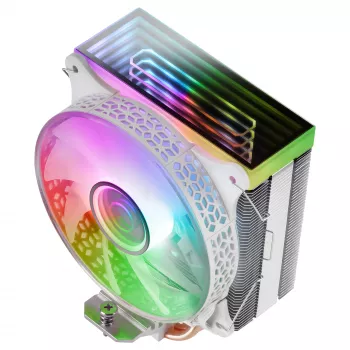 Mars Gaming MCPU-VR White CPU Heatsink Dual Infinity Mirror ARGB 4 HCT Heatpipes 180W TDP Ultra-quiet PWM 12cm Fan