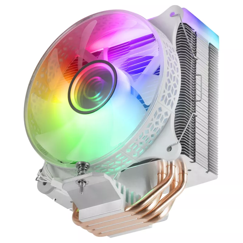 Mars Gaming MCPU-VR White CPU Heatsink Dual Infinity Mirror ARGB 4 HCT Heatpipes 180W TDP Ultra-quiet PWM 12cm Fan