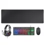 Mars Gaming 4-in-1 Gaming Combo MCP-RGB3, Wired, USB, Membrane, RGB LED, Juoda, pelė included