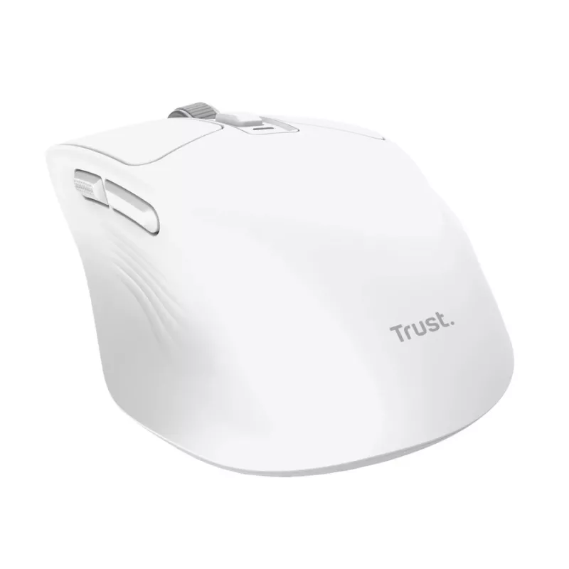 Belaidė dešiniarankė biuro pelė TRUST Niven — RF + Bluetooth, 3200 DPI, 7 mygtukai, ratukas, balta