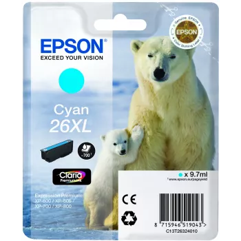 Epson Polar bear Singlepack Žydra 26XL Claria Premium Ink
