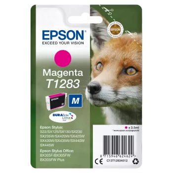 Epson Fox vienetinis paketas rausvai raudonas T1283 DURABrite Ultra rašalas, rausvai raudonas, pigmentinis rašalas, 3,5 ml, 1 vnt.