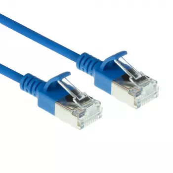 ACT Blue 1.5 meter LSZH U/FTP CAT6A duomenų centro plonas komutacinis kabelis su nesikabinančiomis RJ45 jungtimis