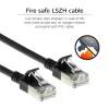 ACT Juodas 0,5 metro LSZH U/FTP CAT6A duomenų centro plonas pataisymo laidas be užkabų su RJ45 jungtimis
