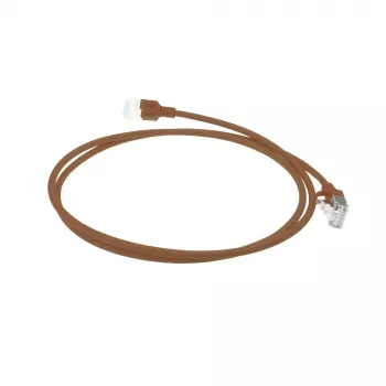 ACT rudas 1,5 m LSZH U/FTP CAT6A plonas duomenų centro pataisymo kabelis su apsaugotais nuo užkliuvimo RJ45 jungtimis