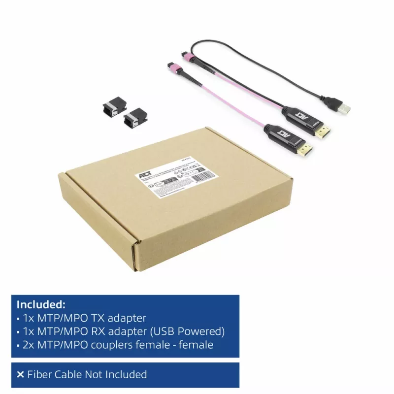 ACT DisplayPort į MTP/MPO adapterių rinkinys, skirtas pratęsti DisplayPort ryšį iki 8K@60Hz