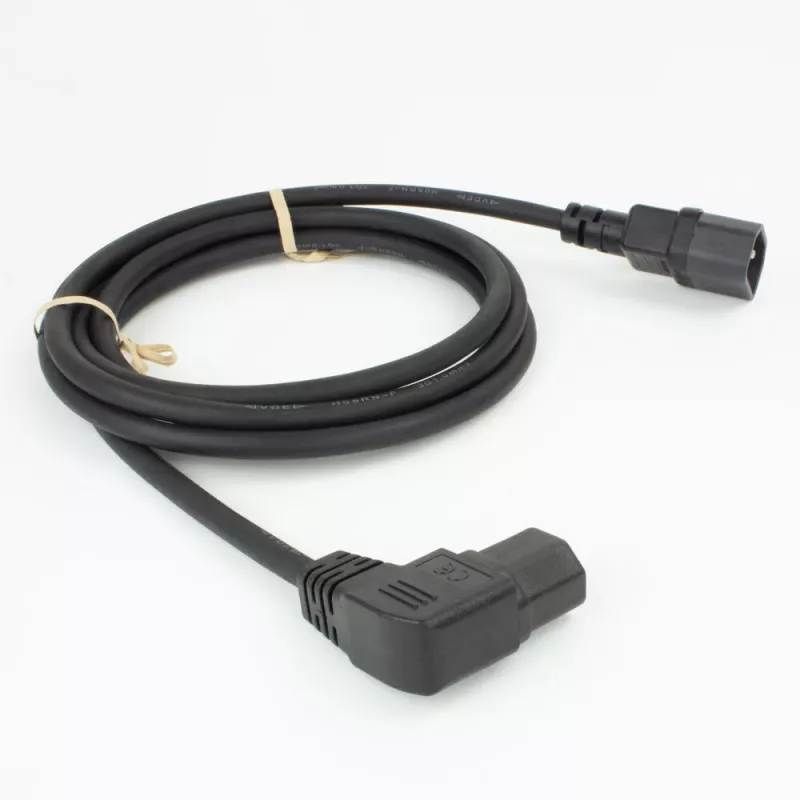 ACT maitinimo laidas C14 - C15 (kairinis kampas) IEC60320 juodas 0,6 m