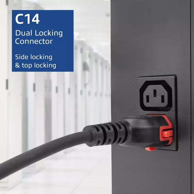 ACT maitinimo laidas C14 IEC Lock+ dvigubas fiksavimas - C15 IEC Lock+ juodas 2 m, PC3872