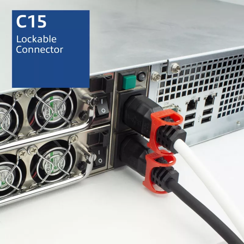 ACT maitinimo laidas C14 IEC Lock+ Dual Locking - C15 IEC Lock+ baltas 3 m, PC3879