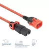 Maitinimo laidas ACT C14 IEC Lock+ su dvigubu užraktu į C15 IEC Lock+ raudonas, 3 m, 250 V 10 A
