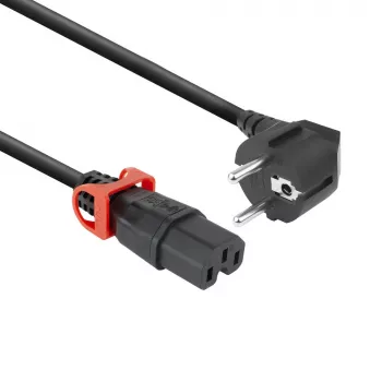 ACT maitinimo laidas CEE 7/7 kištukas (kampuotas) - C15 IEC Lock+ juodas 1 m, EL603S