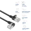 ACT juodas 0,15 m U/FTP CAT6A LSZH plonas komutacinis kabelis su RJ45 jungtimis 90° kampuota į kairę į tiesią
