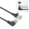 ACT juodas 3 m U/FTP CAT6A LSZH plonas komutacinis kabelis su RJ45 jungtimis 90° kampu dešinėn į tiesią