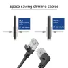 ACT juodas 1,5 m U/FTP CAT6A LSZH plonas komutacinis kabelis su RJ45 jungtimis, 90° kampuota dešinė į tiesią