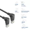 ACT Juodas 1 metro U/UTP CAT6A LSZH plonas komutacinis kabelis su RJ45 jungtimis 90° kampu žemyn į 90° kampu žemyn