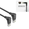 ACT juodas 2 metrų U/UTP CAT6A LSZH plonas komutacinis kabelis su RJ45 jungtimis 90° kampu žemyn į 90° kampu žemyn