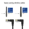 ACT juodas 3 metrų U/UTP CAT6A LSZH plonas komutacinis kabelis su RJ45 jungtimis 90° kampu žemyn į 90° kampu žemyn