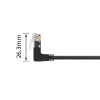ACT juodas 3 metrų U/UTP CAT6A LSZH plonas komutacinis kabelis su RJ45 jungtimis 90° kampu į viršų – 90° kampu į viršų
