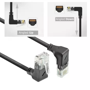 Tinklo kabelis ACT DD7952 Cat6a U/UTP juodas 0,25 m su RJ-45 jungtimis, paauksuotais kontaktais