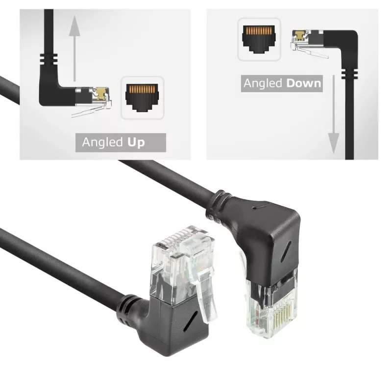 Tinklo kabelis ACT DD7952 Cat6a U/UTP juodas 0,25 m su RJ-45 jungtimis, paauksuotais kontaktais