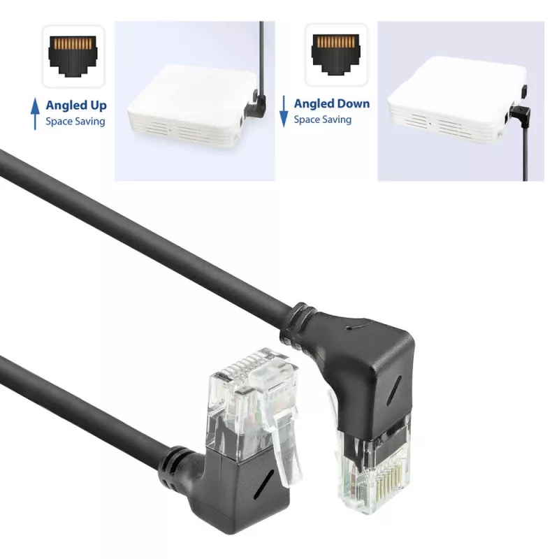 Tinklo kabelis ACT DD7952 Cat6a U/UTP juodas 0,25 m su RJ-45 jungtimis, paauksuotais kontaktais