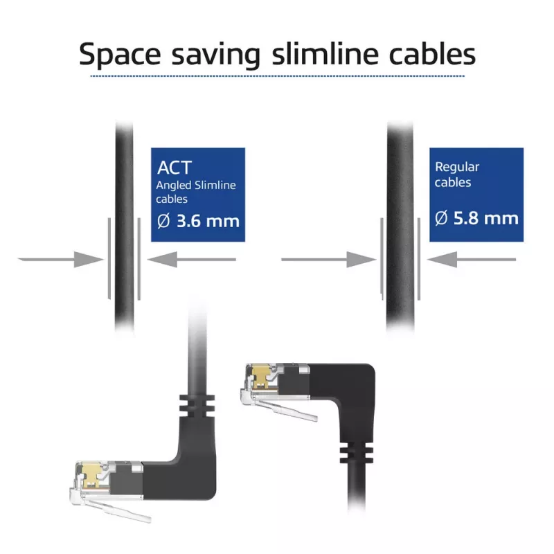 Tinklo kabelis ACT DD7952 Cat6a U/UTP juodas 0,25 m su RJ-45 jungtimis, paauksuotais kontaktais