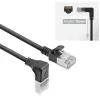 ACT juodas 2 m U/FTP CAT6A LSZH plonas komutacinis kabelis su RJ45 jungtimis 90° kampu žemyn tiesiai