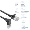ACT juodas 2 m U/FTP CAT6A LSZH plonas komutacinis kabelis su RJ45 jungtimis 90° kampu žemyn tiesiai
