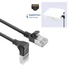ACT juodas 2 m U/FTP CAT6A LSZH plonas komutacinis kabelis su RJ45 jungtimis 90° kampu žemyn tiesiai