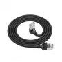 ACT juodas 5 m U/FTP CAT6A LSZH plono profilio komutacinis kabelis su RJ45 jungtimis 90° kampu žemyn į tiesią