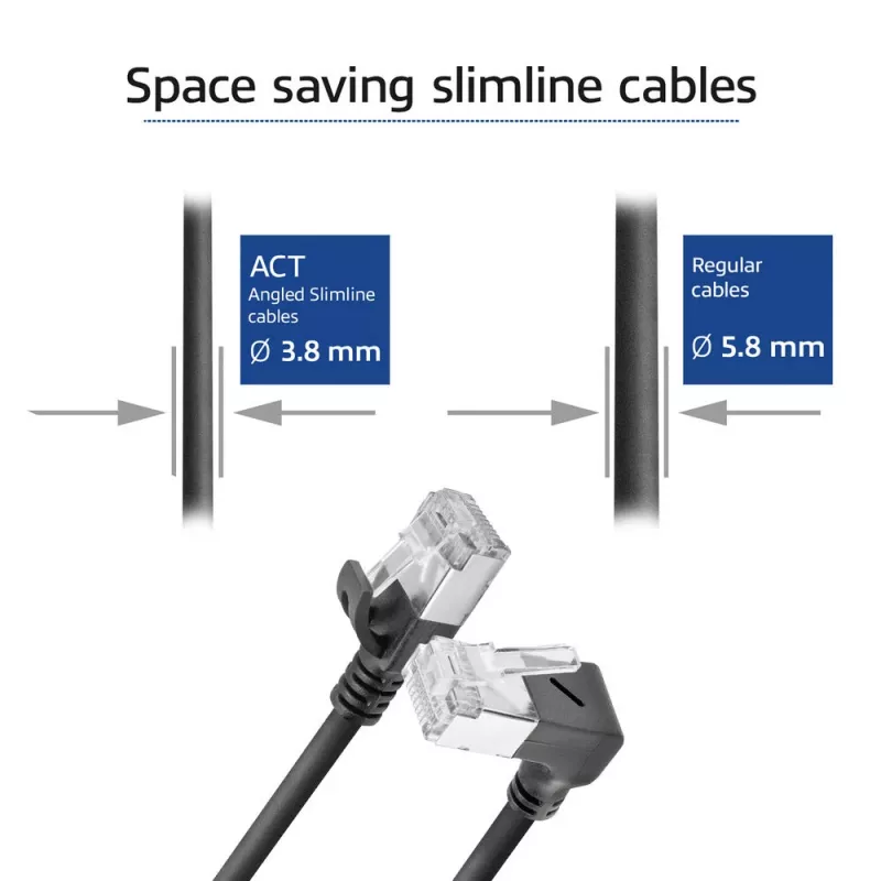Tinklo kabelis ACT DA4902 Cat6a U/FTP (STP) 2 m, RJ-45 į RJ-45, paauksuoti kontaktai, juodas