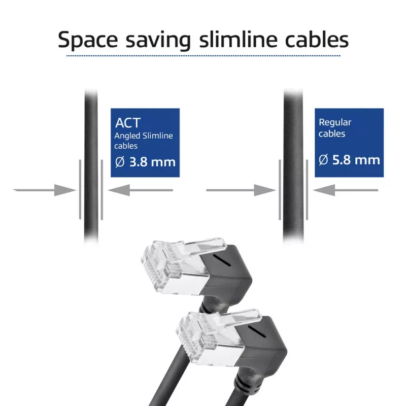 ACT DA6930 Cat6a U/FTP (STP) tinklo kabelis 0,15 m, RJ-45 į RJ-45, auksuoti kontaktai, juodas