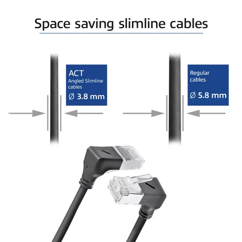 Tinklo kabelis ACT DA7900 Cat6a U/FTP (STP) Juodas 0,5 m su RJ-45 jungtimis, auksuotais kontaktais