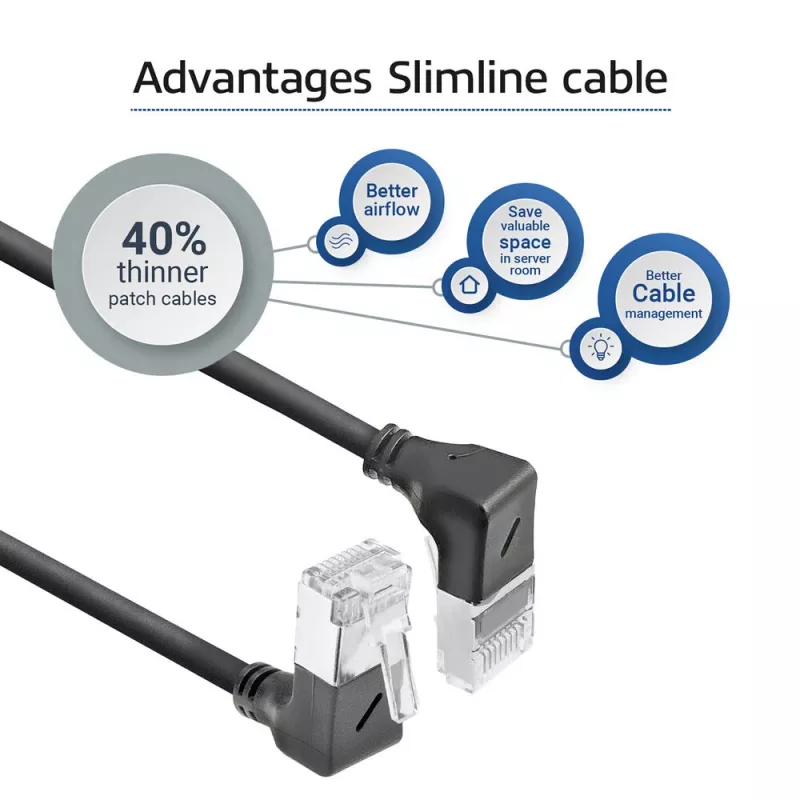 ACT DA7901 Cat6a U/FTP (STP) tinklo laidas, RJ-45 į RJ-45, 1 m, juodas, paauksuoti kontaktai