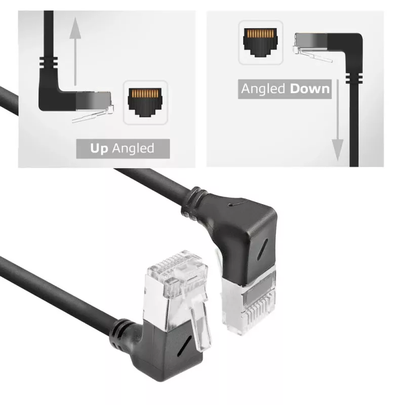 Tinklo kabelis ACT DA7952 Cat6a U/FTP (STP) juodas 0,25 m su RJ-45 jungtimis, paauksuotais kontaktais