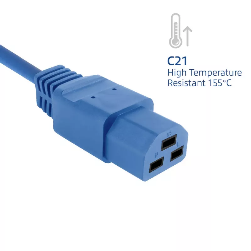 Maitinimo laidas ACT C20–C21 IEC60320 mėlynas 3 m, 250V 16A